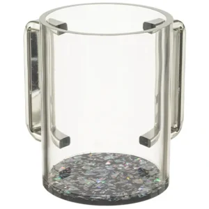 UK40170 Perspex Clear Washing Cup 13 cm - Black Sparkles - cozylivehome.com | we sell a wide range of comfortable household items* Shop All