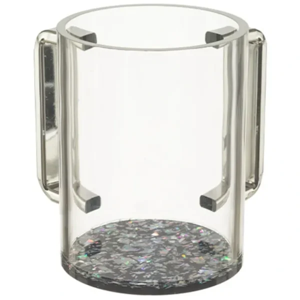 UK40170 Perspex Clear Washing Cup 13 cm - Black Sparkles - cozylivehome.com | we sell a wide range of comfortable household items* Shop All