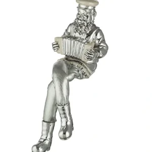 UK48177 Polyresin & Beige Enamel Sitting Hassidic Figurine with Cloth Legs 25 cm- Accordion Player - cozylivehome.com | we sell a wide range of comfortable household items* Giftware