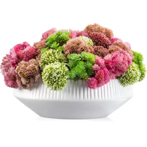VAF-CF-W-SP Vase Flower - White Bowl - Pink Flowers - cozylivehome.com | we sell a wide range of comfortable household items* Giftware
