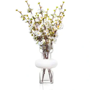 VAF-T-W-C-PB Vase FLower - Tall - White / Clear Peach Blossom - cozylivehome.com | we sell a wide range of comfortable household items* Giftware