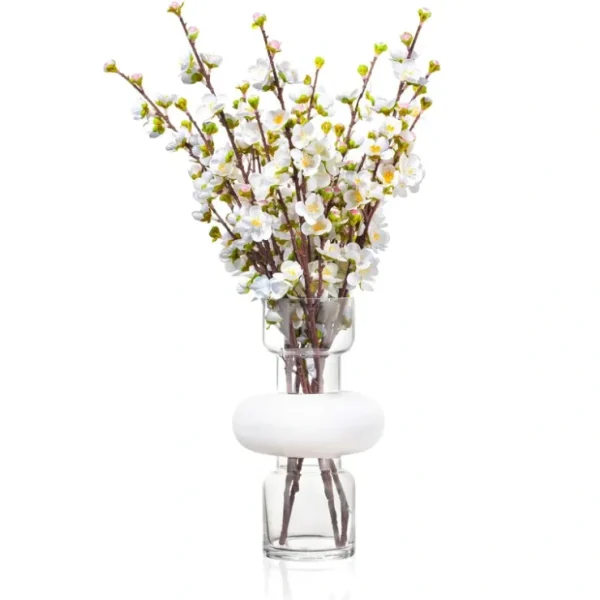 VAF-T-W-C-PB Vase FLower - Tall - White / Clear Peach Blossom - cozylivehome.com | we sell a wide range of comfortable household items* Giftware