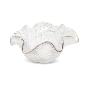 VB3946 Hammered Glass Ruffled Bowl with Gold Trim - Medium - cozylivehome.com | we sell a wide range of comfortable household items* Giftware