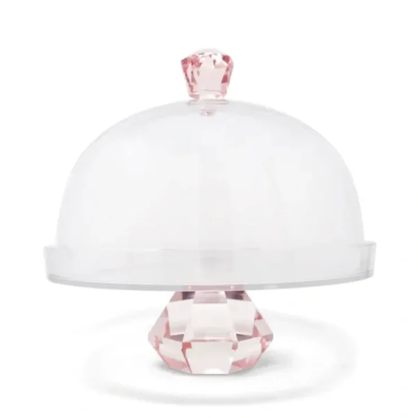 VCP5083 Glass Cake Dome with Pink Diamond Base and Handle - cozylivehome.com | we sell a wide range of comfortable household items* Giftware