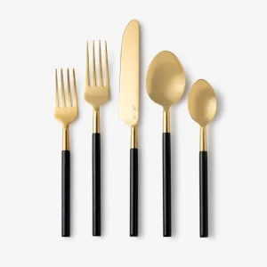 VD-1641 Cove, Brushed Gold with Black Handle, 18/10 SS Service For 4 - cozylivehome.com | we sell a wide range of comfortable household items* Shop All