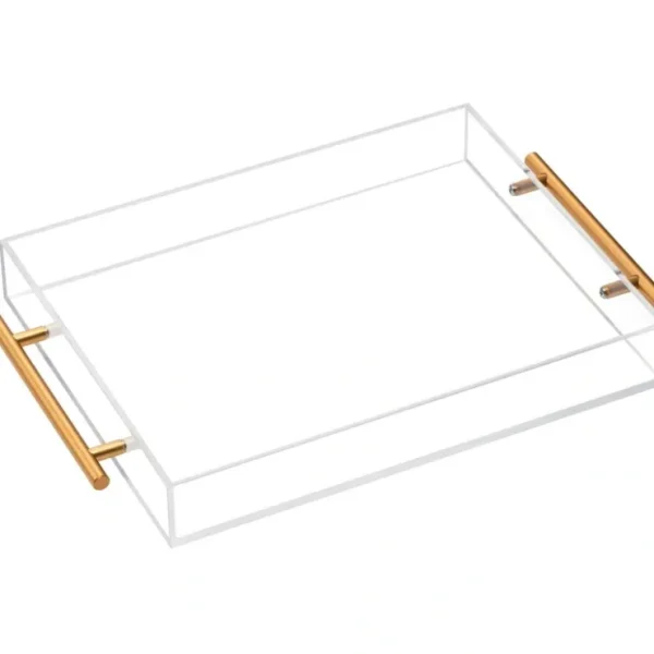 Vikko Serving - Acrylic Tray with Gold Handle, 14" X 20"x 2"H - cozylivehome.com | we sell a wide range of comfortable household items* Giftware