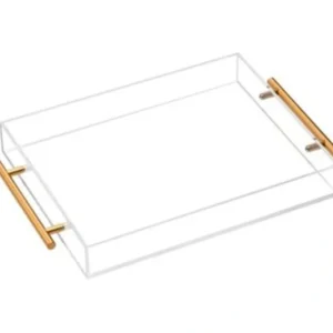 Vikko Serving - Acrylic Tray with Gold Handle, 12"x16" 2"H - cozylivehome.com | we sell a wide range of comfortable household items* Giftware