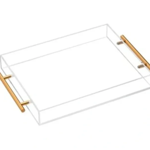 Vikko Serving - Acrylic Tray with Gold Handle, 12"x16" 2"H - cozylivehome.com | we sell a wide range of comfortable household items* Giftware