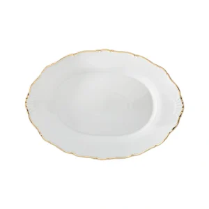 VL-5314-ODG Ophelia Gold, White, 14'' Oval Serving Plate - cozylivehome.com | we sell a wide range of comfortable household items* Giftware