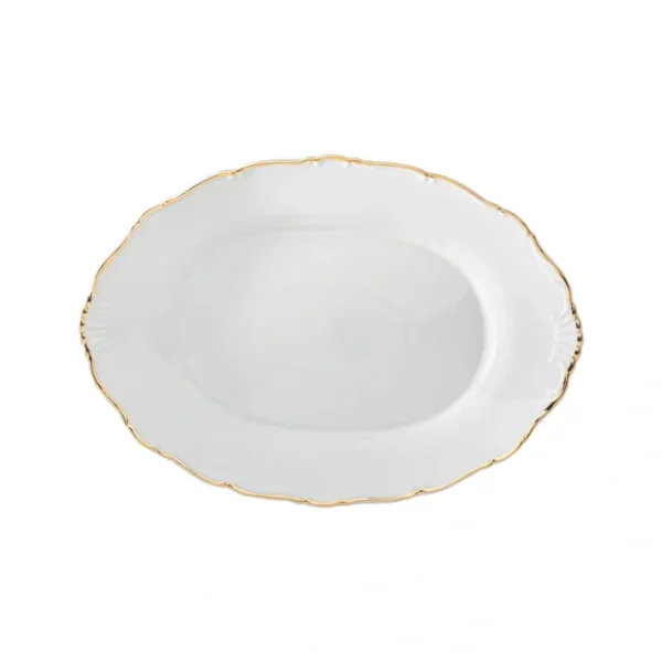 VL-5314-ODG Ophelia Gold, White, 14'' Oval Serving Plate - cozylivehome.com | we sell a wide range of comfortable household items* Giftware