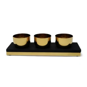VRD4209 Gold 3 Bowl Relish Dish with Black Tray - cozylivehome.com | we sell a wide range of comfortable household items* Giftware