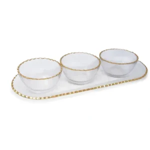 VSD3509 3 Bowl Serving Dish On Tray With Gold Rim - cozylivehome.com | we sell a wide range of comfortable household items* Giftware