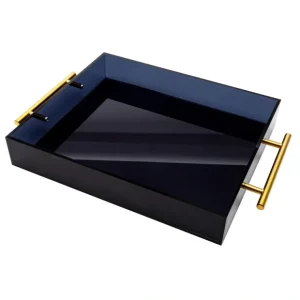 VS-12-16SBK Vikko Serving - Acrylic Tray Smoked Black with Gold - cozylivehome.com | we sell a wide range of comfortable household items* Giftware