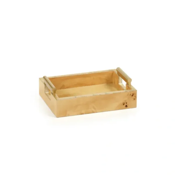 VT-1332 Leiden Burl Wood Rectangular All Purpose / Napkin Tray with Gold Handles - cozylivehome.com | we sell a wide range of comfortable household items* Shop All