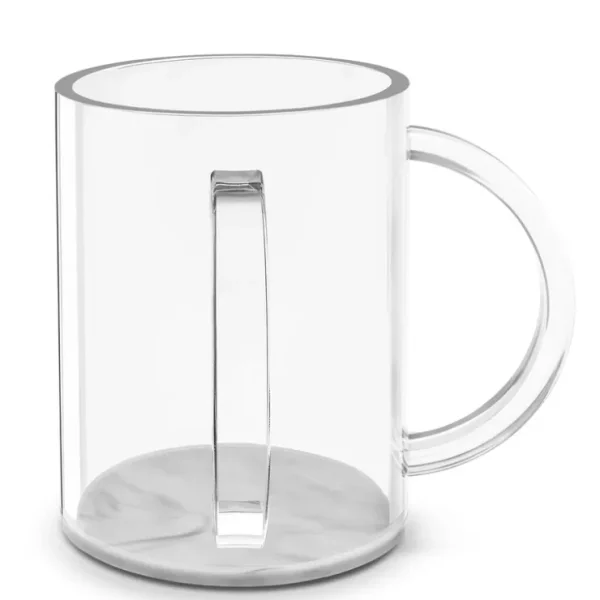 WCGM Clear Lucite Washing Cup with Grey Marble Bottom and Clear Handles 4” Diameter and 5” Height - cozylivehome.com | we sell a wide range of comfortable household items* Shop All