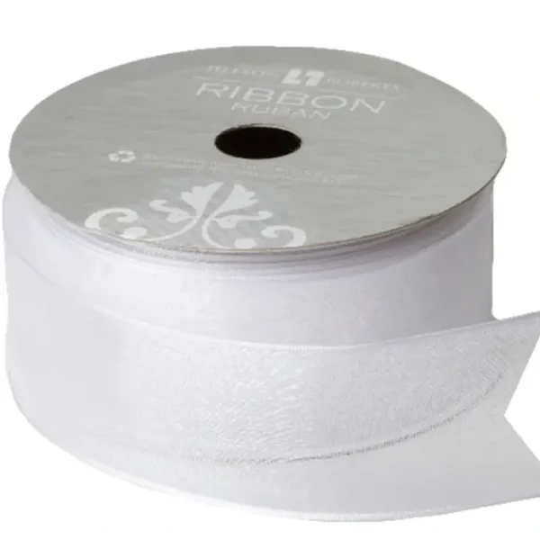 White Ribbon - Fancy Wired 1 3/8" - cozylivehome.com | we sell a wide range of comfortable household items* Giftware
