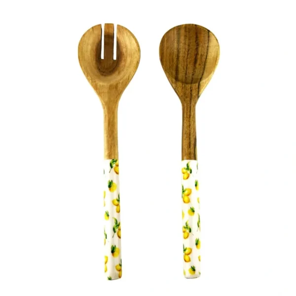 11904 Wood Salad Serve Set W Decal - cozylivehome.com | we sell a wide range of comfortable household items* Giftware