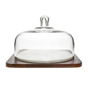 35600 Wood W/ Marble Inlay Cake Dome - cozylivehome.com | we sell a wide range of comfortable household items* Giftware