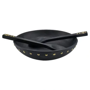 50684 WOOD/METAL STUDS BOWL - LARGE 12.00L X 12.00W X 3.00H - cozylivehome.com | we sell a wide range of comfortable household items* Giftware