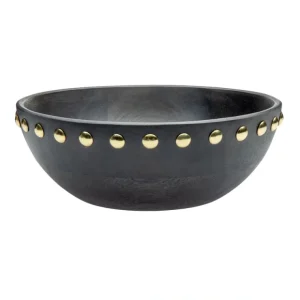 50683 WOOD/METAL STUDS BOWL - SMALL 8.00L X 8.00W X 3.00H - cozylivehome.com | we sell a wide range of comfortable household items* Giftware