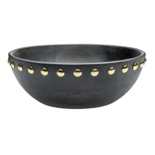 50683 WOOD/METAL STUDS BOWL - SMALL 8.00L X 8.00W X 3.00H - cozylivehome.com | we sell a wide range of comfortable household items* Giftware
