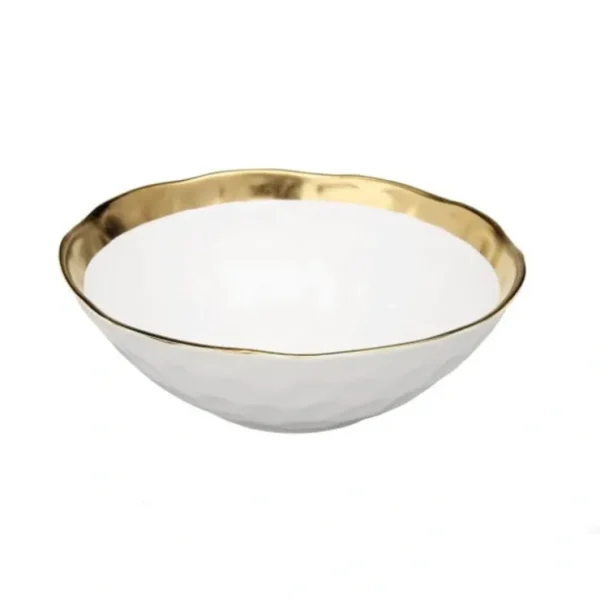 WPB539 White Porcelain Bowl with Gold Rim - 8.75"D x 3"H - cozylivehome.com | we sell a wide range of comfortable household items* Giftware