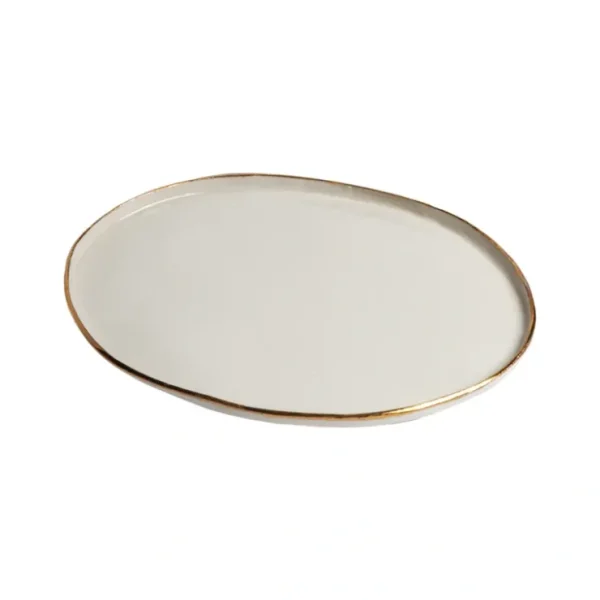 WPP501 White Ceramic Oval Plate with Gold Border - cozylivehome.com | we sell a wide range of comfortable household items* Giftware