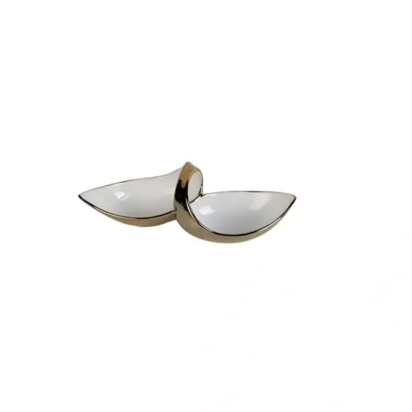 WPR3944 White Porcelain Double Snack Bowl with Gold - cozylivehome.com | we sell a wide range of comfortable household items* Giftware
