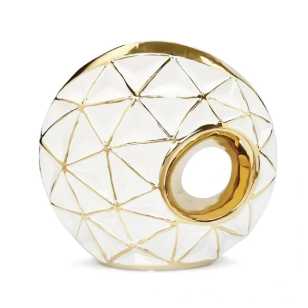 WPV2803 White Porcelain Round Vase Geometrical Design - cozylivehome.com | we sell a wide range of comfortable household items* Giftware